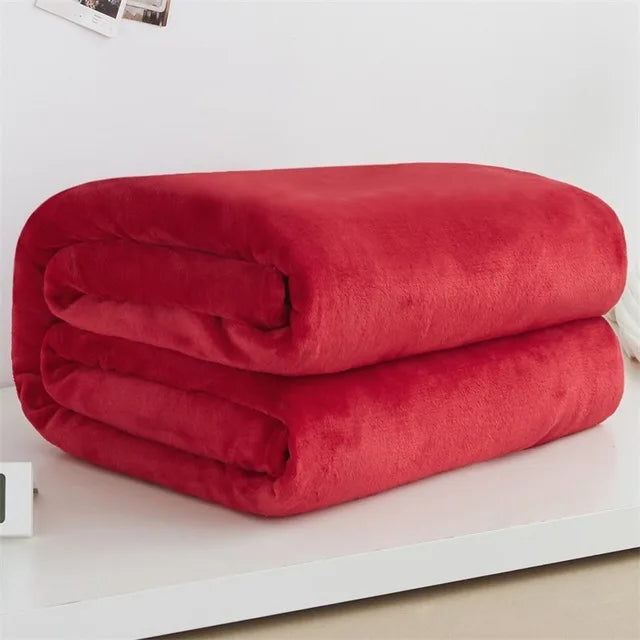 Soft Warm Coral Fleece Flannel Blankets For Beds Faux Fur Mink Throw Solid Color Sofa Cover Bedspread Winter Plaid Blankets