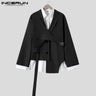 INCERUN Fashion Men Blazer Streetwear Lapel 2023 Long Sleeve Casual Irregular Suits Solid Color Button Thin Coats Men S-5XL