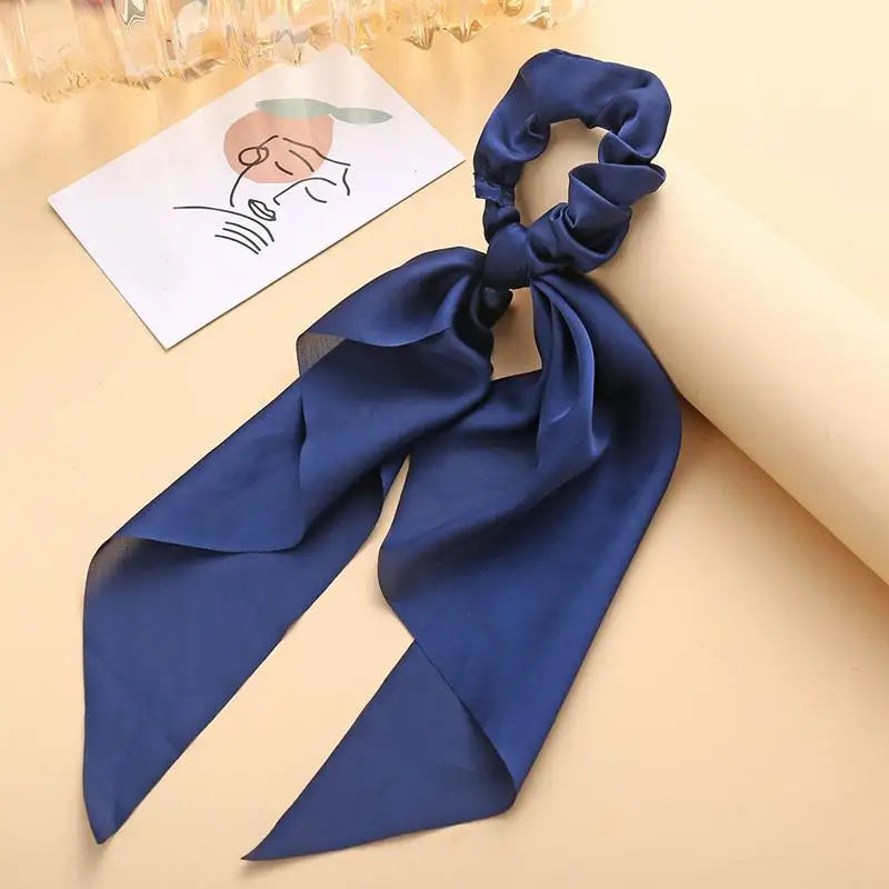 1PC New Women Scrunchie Ribbon Elastic Hair Bands Bow Scarf Solid Head Band for Girls Ladies Hair Ropes Ties Hair Accessories