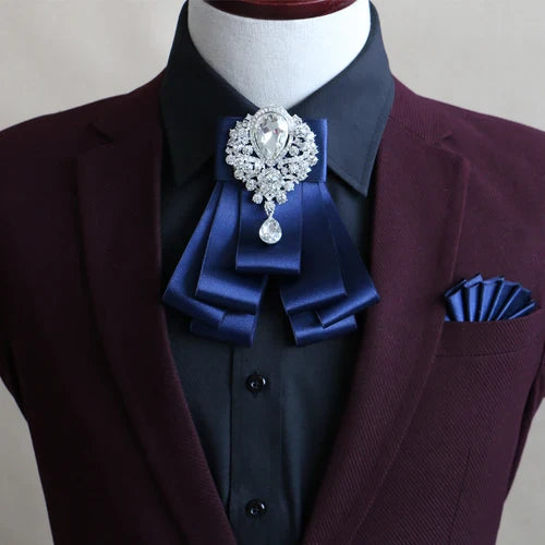 Handmade British Style New Diamond Bow Ties for Men's Wedding Groomsman Fashion Shirt Suit Accessories Bowtie Collars Flower Set