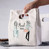 Cartoon Canvas Handbag Insulation Lunch Bags Portable Insulated Cooler Bento Lunch Box Tote Women Picnic Storage Bag Pouch Kids