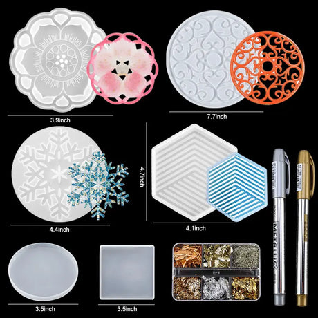 Silicone Mold For Epoxy Resin Set Jewelry Casting Mould Kit with Hand Drill,Glitter Sequins,Tools for Pendant Earring Making DIY