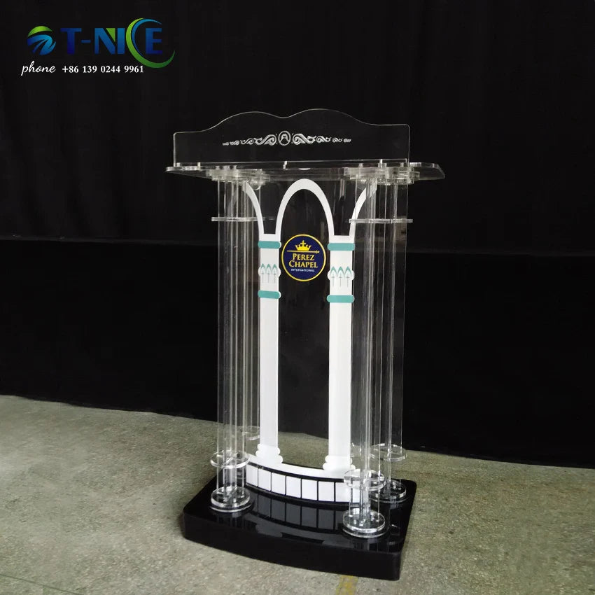 2024 AKLIKE Big Modern Fashion Acrylic Platform Church Podium School Restaurant Rostrum Reception Lecterns Commercial Furniture