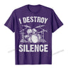 I Destroy Silence Drumming Vintage Drummer Drumset Drum Set T-Shirt Harajuku Cotton Casual Tees Cute Youth Tshirts Funny