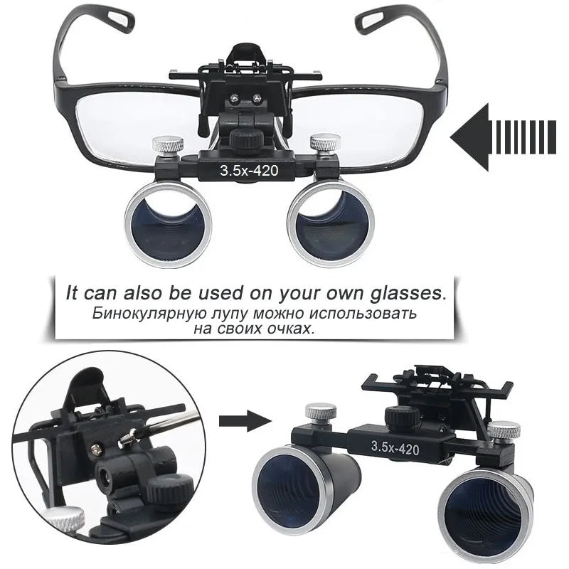 Dentistry Binocular Magnifier 2.5X 3.5X Ultra-lightweight Optical Loupes 320-420mm Magnifying Glass for Dental Surgery