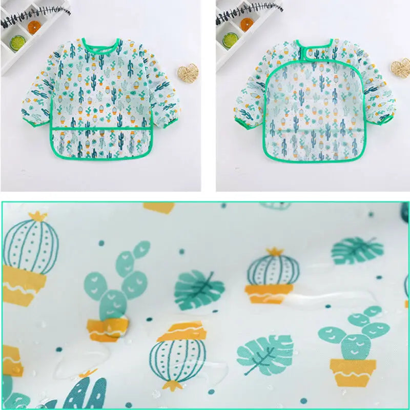 Baby Bibs New Cute Children Baby Stuff Toddler Waterproof Long Sleeve Art Smock Feeding Bib Apron for Kids 1-4 Years