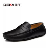 DEKABR Big Size 38~49 Men Loafers Real Leather Shoes Fashion Men Boat Shoes Brand Men Casual Leather Shoes Male Flat Shoes