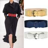 Fashion Silver Blue Gold Women Wide Elastic Waist Belt Dress Belt Accessories Stretch Elastic Wide Corset Waist Metal Buckle