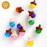 10Pcs Kids Mini Colored Cartoon Pine Cones Wooden Gyro Toys Children Adult Relief Stress Desktop Spinning Top Educational Game