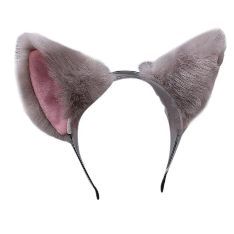 Women Anime Furry Animal Kitty Cat Ears Headband Kawaii Lolita Maid Hair Hoop Halloween Cosplay Party Fancy Headwear