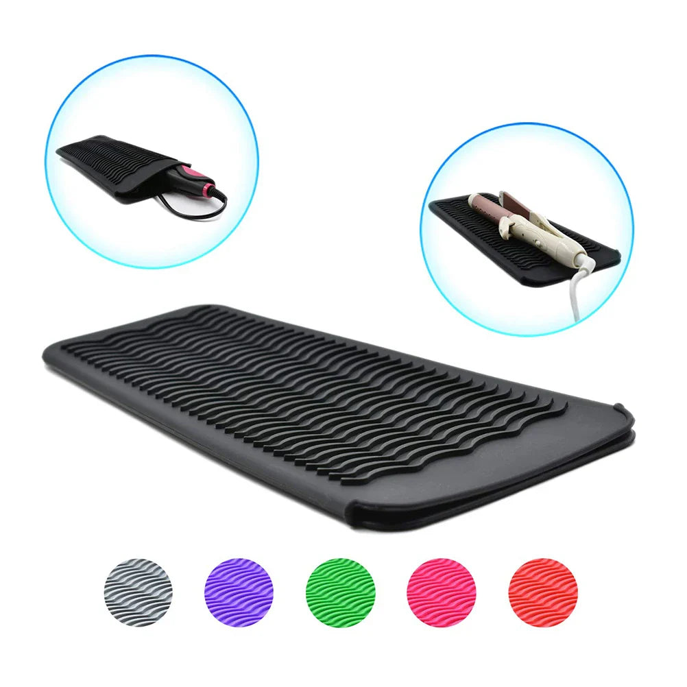 Silicone Heat Resistant Insulation Mat Pouch for Curling Iron Hair Straightener Non-slip Flat Iron Hair Styling Tool