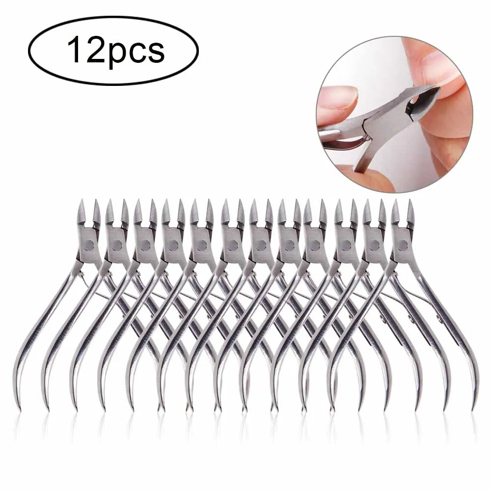 4/8/12pcs Stainless Steel Nail Cuticle Nipper Cutter Dead Skin Remover Manicure Scissors Tweeters Toenails Ingrown Pedicure Tool