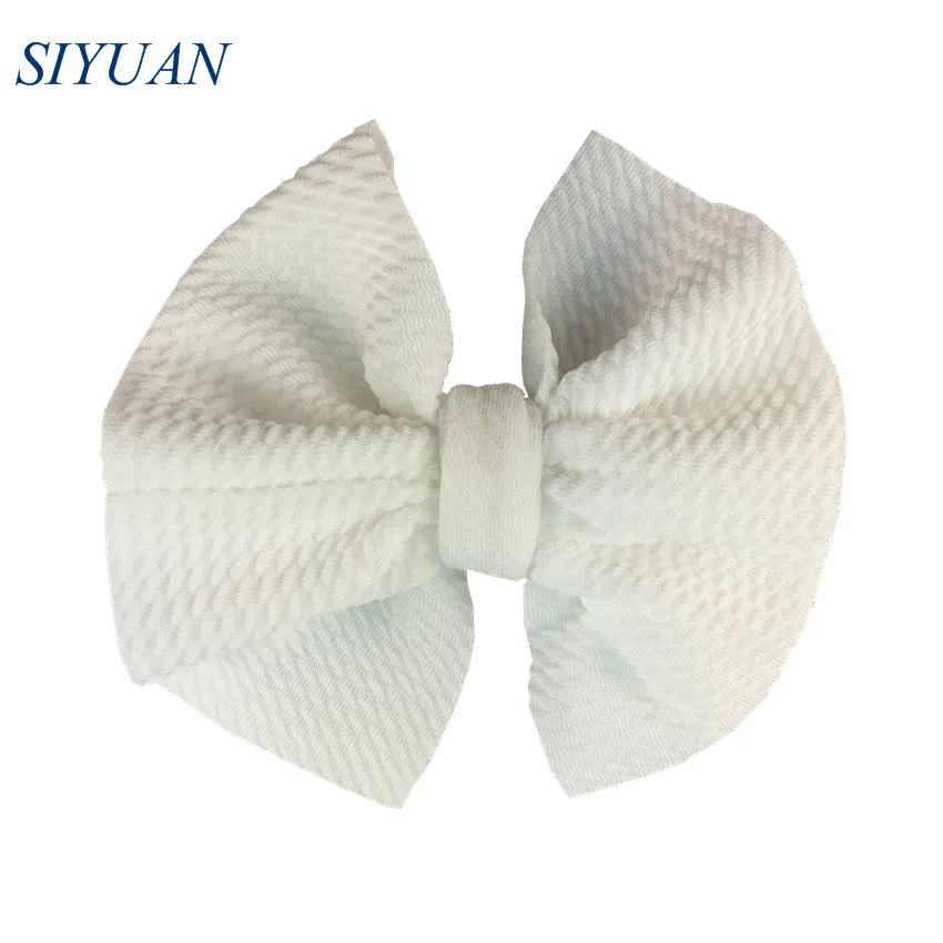 20pcs/lot High Quality 4.5'' Solid Seersucker Waffle Bow Knot with Clip Girl Party Headdress Accessories HDJ157