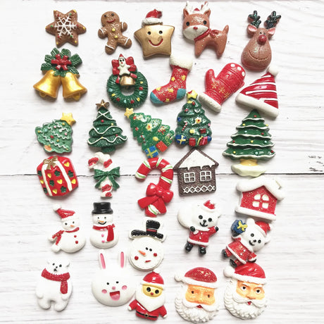 100pcs Resin Christmas Charms for Slime DIY Polymer Filler Addition Slime Accessories Toys Powder Modeling Clay Kit for Children