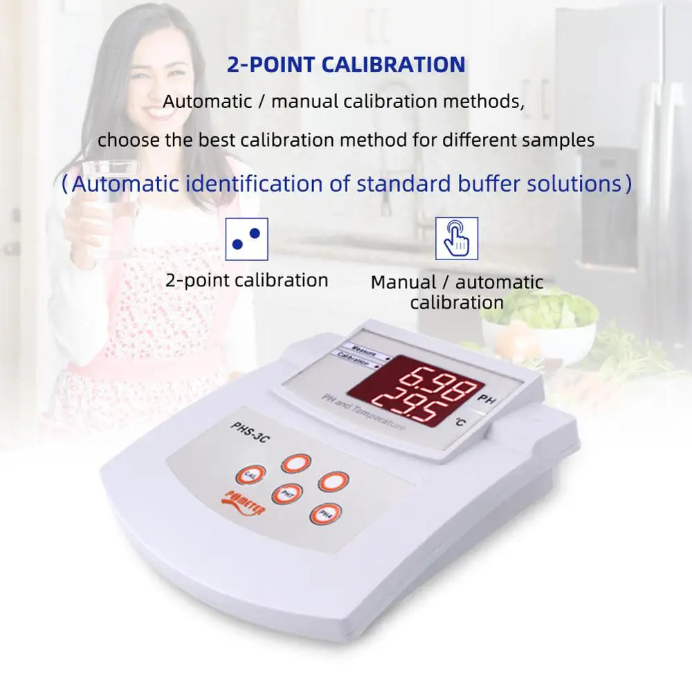 PHS-3C Desktop Automatic Calibration Acidity Meter PH/Thermometer 2In1Digital PH Tetester Laboratory Water Quality Analyzer