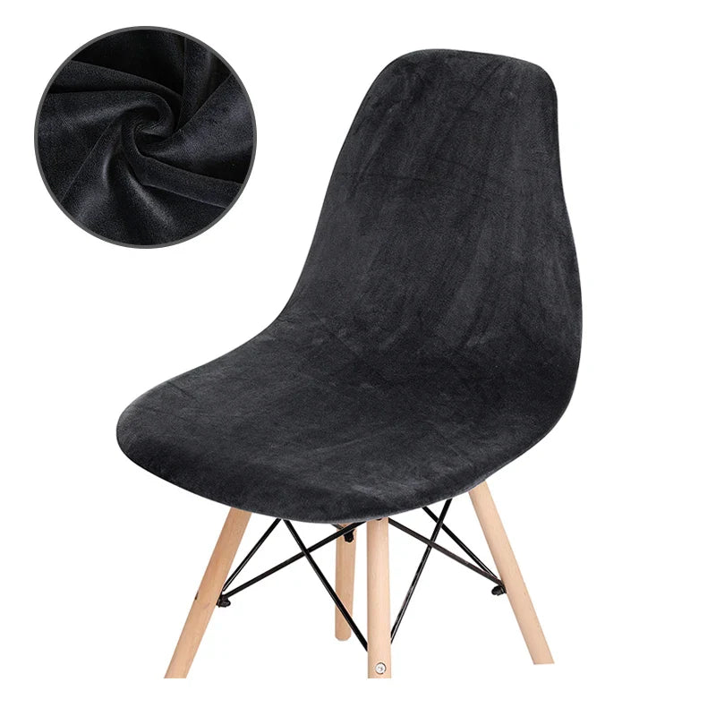 1 Piece Of Velvet Shell Chair Cover Small Shell Chair Cover Banquet Home Hotel Restaurant Bar Seat Cover