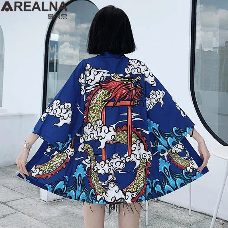 Japanese Kimono Traditional Clothing Crane Carp Anime Kimono Dress Shirts Women Samurai Haori Hombre Yukata Man Cardigan Shirt