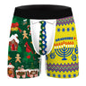 Mens Christmas Printed Shorts Underwear Mid Waist Elastic Waistband Boxer Briefs Shorts Breathable Underpants