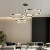 2023 Modern Led Chandelier Home Lighting Brushed Rings Ceiling Mounted Chandelier Lighting Hanging Lamp Gold&Coffee color