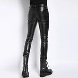 Brand Punk Genuine Leather Pants Men Autumn Winter Slim Warm Motorcycle Down Trousers 6XL Street Black Cowhide Pants