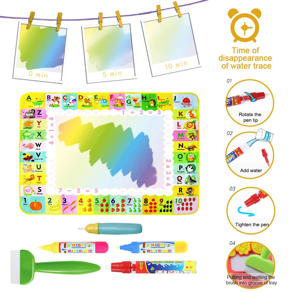 Coolplay Magic Water Drawing Mat Doodle Mat & Pens Baby Play Mat  Rug Montessori Toys Painting Board Educational Toys for Kids