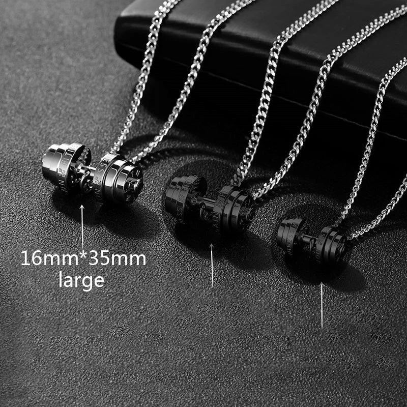 dumbbel necklace male Couple necklace pendant stainless steel Fitness necklace Barbell Sporty gifts for man jewelry for neck