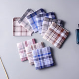 10Pcs Square Plaid Stripe Pocket for Wedding Party Restaurant Women's Handkerchief Hand Towel Cotton Handkerchiefs for Men