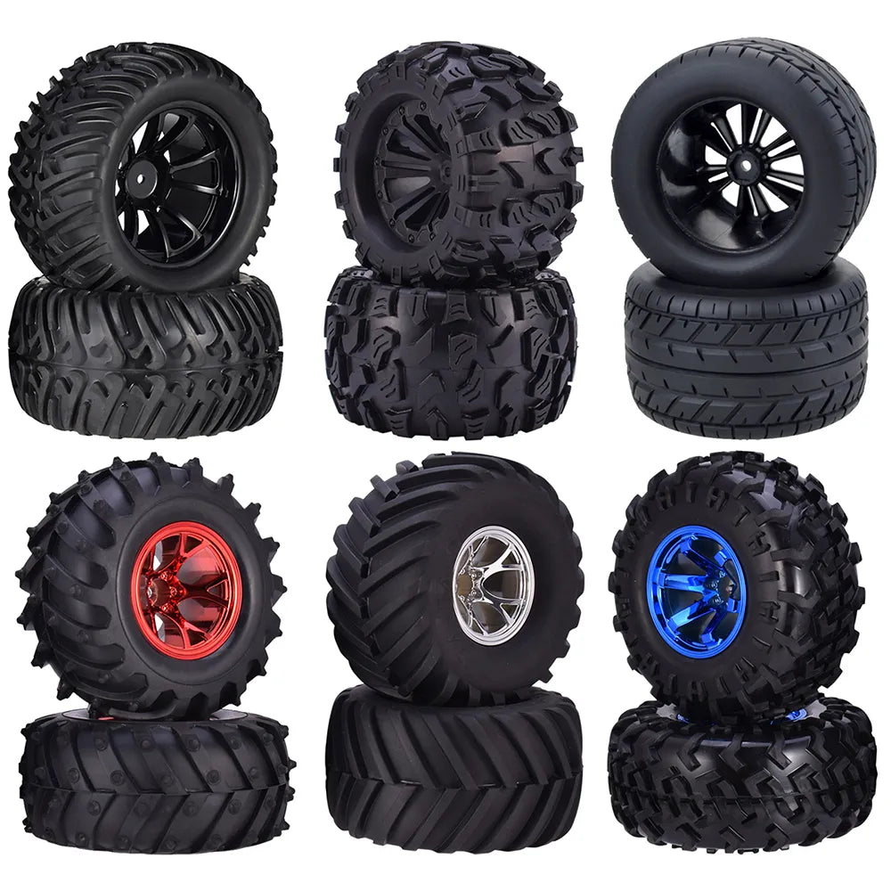 4PCS 12mm Hub 1/10 Tyre Wheel 120mm 125mm 130mm Monster Truck Tires Wheels Buggy RC Car Crawler Traxxas Scx10 Buggy