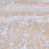 Snow White, Ivory Sequined Tulle Lace Fabric for Wedding Dress 2021 NEW Arrival High Quality Florals Embroidery Lace Free Ship