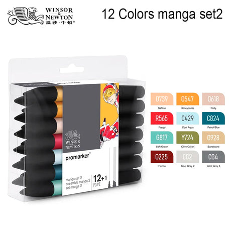 WINSOR&NEWTON 6/12 Colors  ProMarkers  Alcohol base ink Twin tips Professional Art Marker Pen Drawing  Supplies