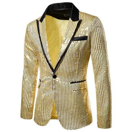 Shiny Gold Shiny Shiny Decorated Blazer Jacket for Men Night Club Graduation Men Suit Blazer Homme Costume Stage Wear for Singer