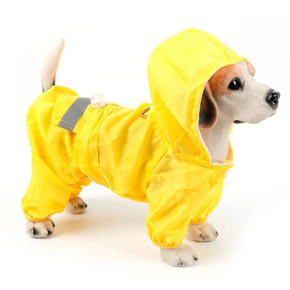 Pet Dog Rain Coat Clothes Puppy Casual Cat Raincoat Waterproof Jacket Outdoor Dog Rainwear Hood Apparel Jumpsuit Pet Supplies