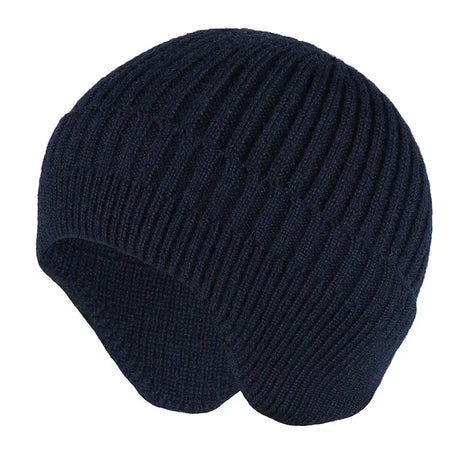 Winter Ears Protected Hats for Men Thicker Beanies Knitted Cap Autumn Cycling Beanie Women Fleece-lined Warmer Bonnet Solid Cap