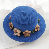 2019 Parent-child Summer New Women's Sun Hat Bucket cap beige lace Bowknot Flowers Ribbon Flat top Straw Hat Beach Caps Panama