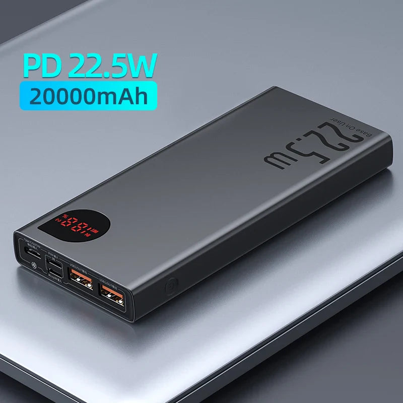 Baseus PD 65W Power Bank 30000mAh Fast Charging External Battery Portable Charger 20000mAh PowerBank For iPhone Xiaomi MacBook