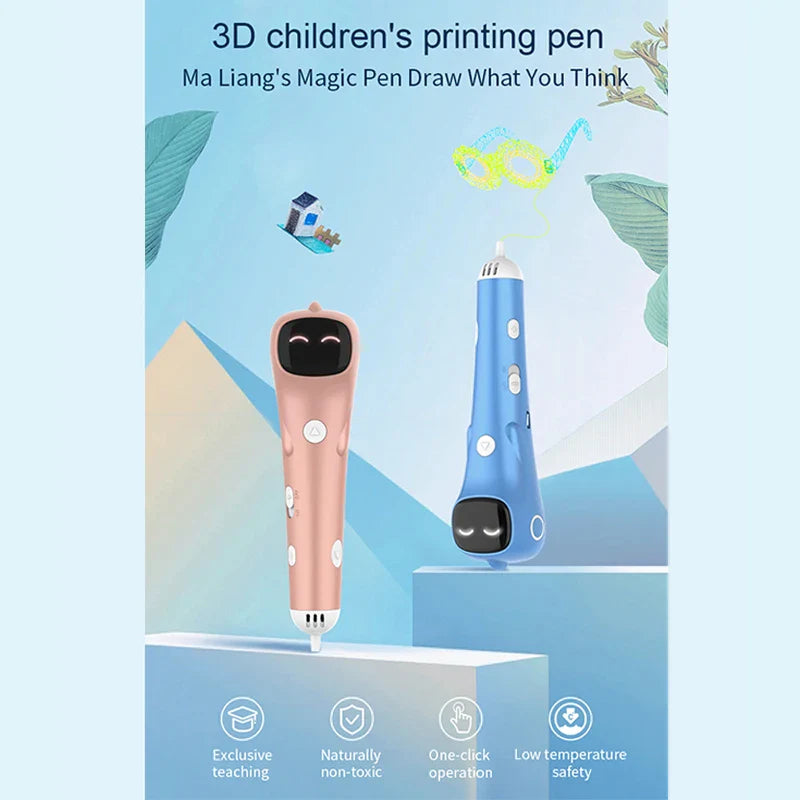 Creative 3D Pen for Safe DIY Art - Low Temp Anti-Scald PCL Filament Drawing Tool for Kids - Perfect Gift for Christmas & Birthdays!