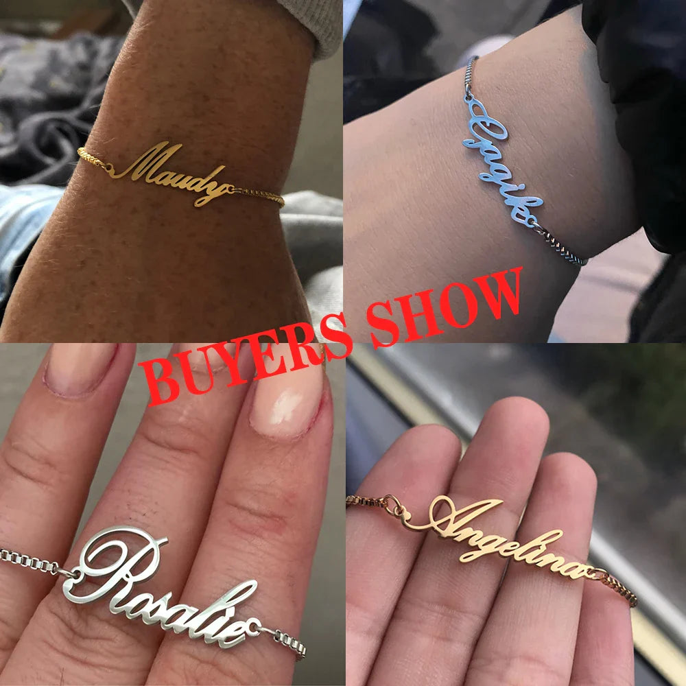 Lemegeton Custom Name Bracelet For Women Personalized Bracelet with Children's Baby Name Stainless Steel Customized Jewelry Gift