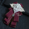 Elegant Gorgeous Diamond Ribbon Bowtie Men Wedding Suit Uniform Groom Dress Butterfly Banquet Accessory Gift Wine-Red Navy Pink