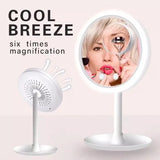 LED Vanity Mirror With Fan Function Beauty Mirrors X5 Magnifying Glass Touch Screen Removable Desktop Make Up Mirror