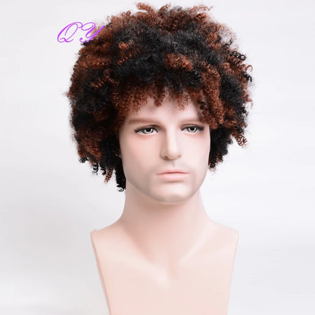 Synthetic Man Wigs  Black Short Curly For Men Wigs With High Temperature Fiber Daily Wear Curl Fashion Hairstyle Male Wig