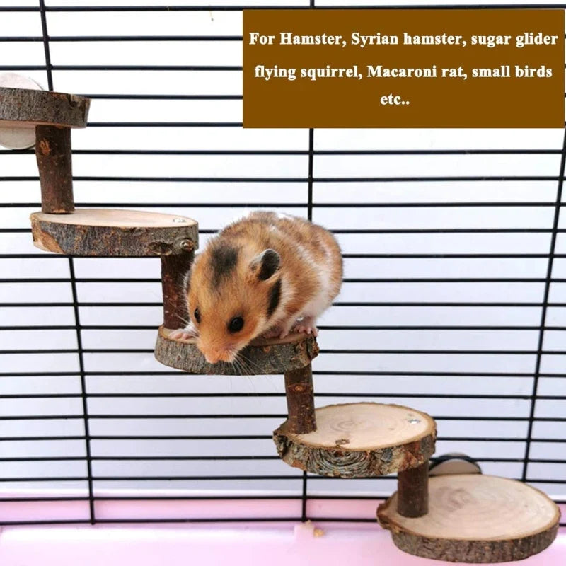 Hamster Wooden Ladder Toy Climbing Stairs Birds Parrot Exercise Perches Stand Platform Teeth Care Molar Toys Cage Accessories