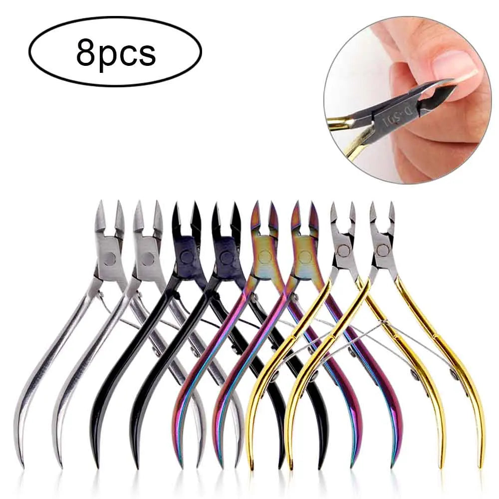 4/8/12pcs Stainless Steel Nail Cuticle Nipper Cutter Dead Skin Remover Manicure Scissors Tweeters Toenails Ingrown Pedicure Tool