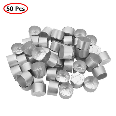 50Pcs Empty Candle Tins Lightweight Premium Aluminum Tea Light Cups Pans Tealight Holders for DIY Candle Making Projects