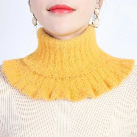 Thickened Imitation Mink Cashmere Bib Women's Fall/Winter Warm Neck Guard Decoration Elastic Ruffled Fake Collar Wool Scarf  F77