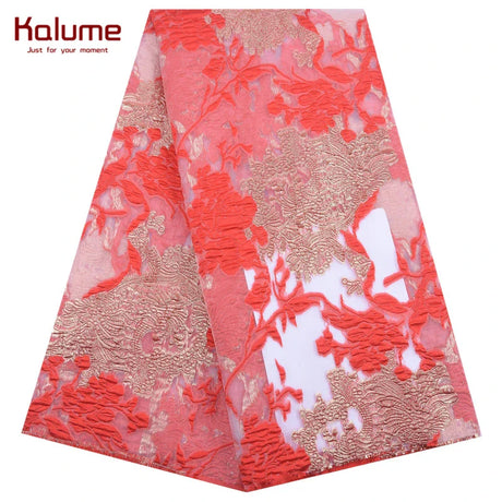 African Tulle Lace Fabric 2024 Satin Nigerian Brocade Gild Jacquard Lace Fabric For Sewing Wedding Party Dress Women Cloth F2078