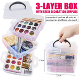 Epoxy Resin Accessories Kit With 3 Layers Box Filling Sequins Powder Metallic Foil Flakes Dried Flowers for DIY Jewelry Making