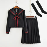 Dark Demon Japanese JK Sets School Uniform Girls Sakura Embroideried Autumn High School Women Novelty Sailor Suits Uniforms XXL