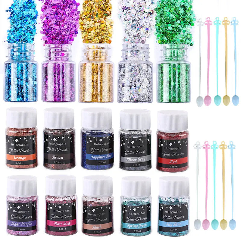 Epoxy Resin Accessories Kit With 3 Layers Box Filling Sequins Powder Metallic Foil Flakes Dried Flowers for DIY Jewelry Making