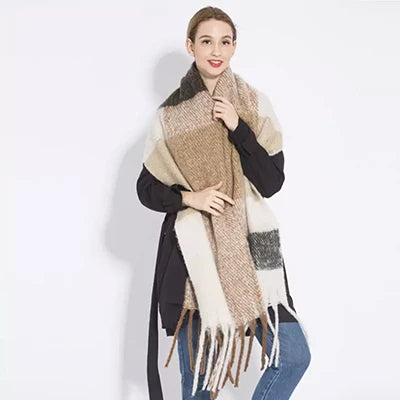 Free Shipping 2023 Winter Plaid Vintage Scarf Women Men Preppy Scarves Warm Pashmina Foulard Bufanda Male Mujer Thick Wrap Shawl