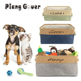 Custom Name Dog Toy Basket Cat Pet Foldable Box Print Personalized ID Storage Baskets For Clothes Pet Accessories